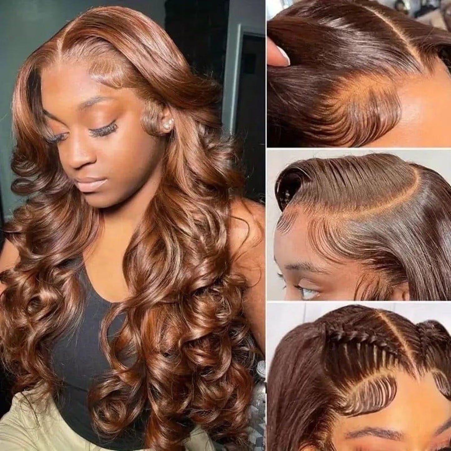 Chocolate Brown 13X6 Body Wave Lace Front Wigs Human Hair Body HD Transparent Lace Front Wigs Pre Plucked with Baby Hair 180% Density Glueless Wigs,28 Inches