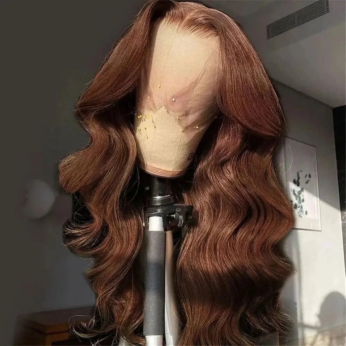 Chocolate Brown 13X6 Body Wave Lace Front Wigs Human Hair Body HD Transparent Lace Front Wigs Pre Plucked with Baby Hair 180% Density Glueless Wigs,28 Inches