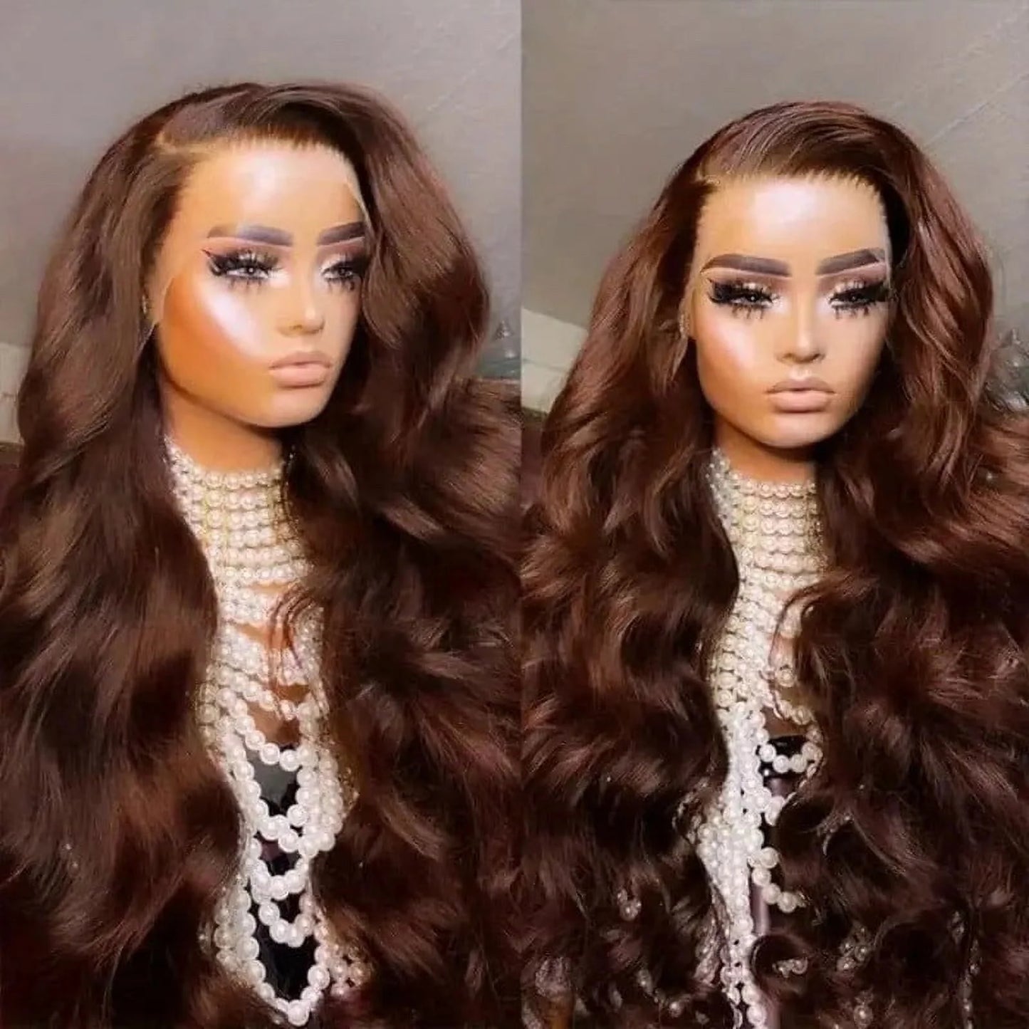 Chocolate Brown 13X6 Body Wave Lace Front Wigs Human Hair Body HD Transparent Lace Front Wigs Pre Plucked with Baby Hair 180% Density Glueless Wigs,28 Inches
