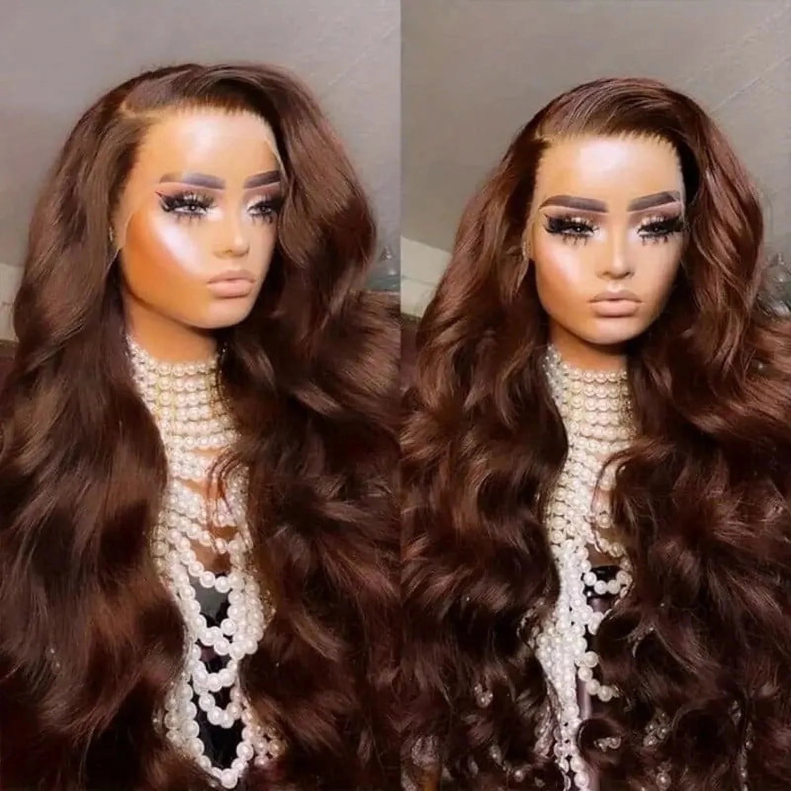 Chocolate Brown 13X6 Body Wave Lace Front Wigs Human Hair Body HD Transparent Lace Front Wigs Pre Plucked with Baby Hair 180% Density Glueless Wigs,28 Inches
